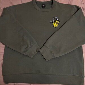 Vans Off The Wall Crew Neck Sweatshirt Mens 2XL Green Graphic Lock & Key EUC